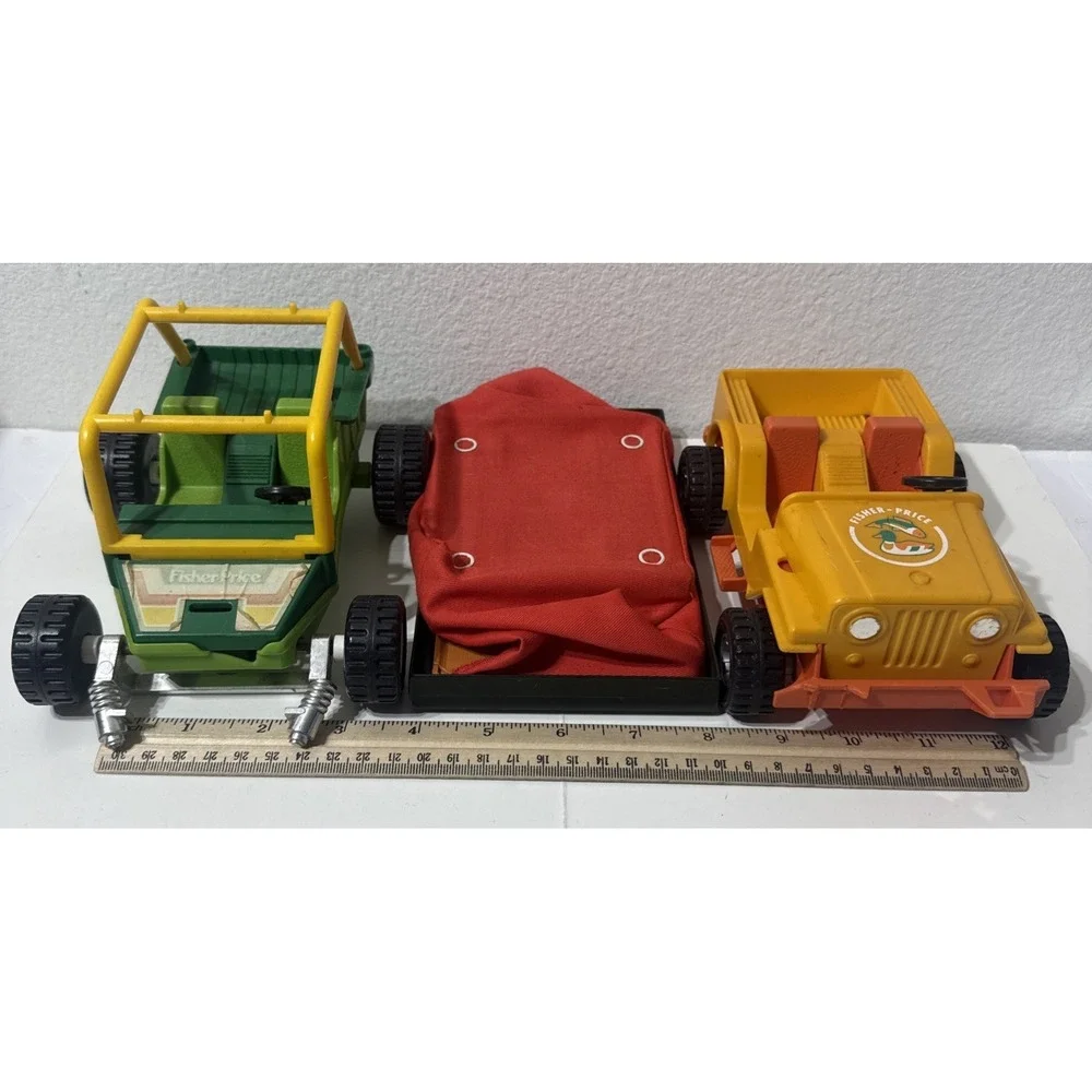 Vtg Fisher Price Dune Buggy 322 Jeep 312 Folding Camp Tent 1970s LOT 3pc Damaged